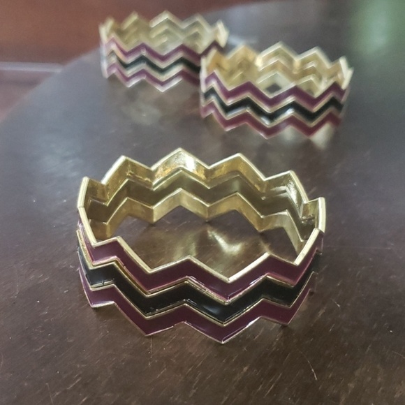 Set of 3 - two burgundy one black bangle bracelets stackable - Picture 6 of 8